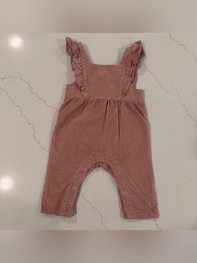 F&F Dusty Rose Corduroy Ruffle Overalls